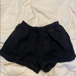Black linen shorts
